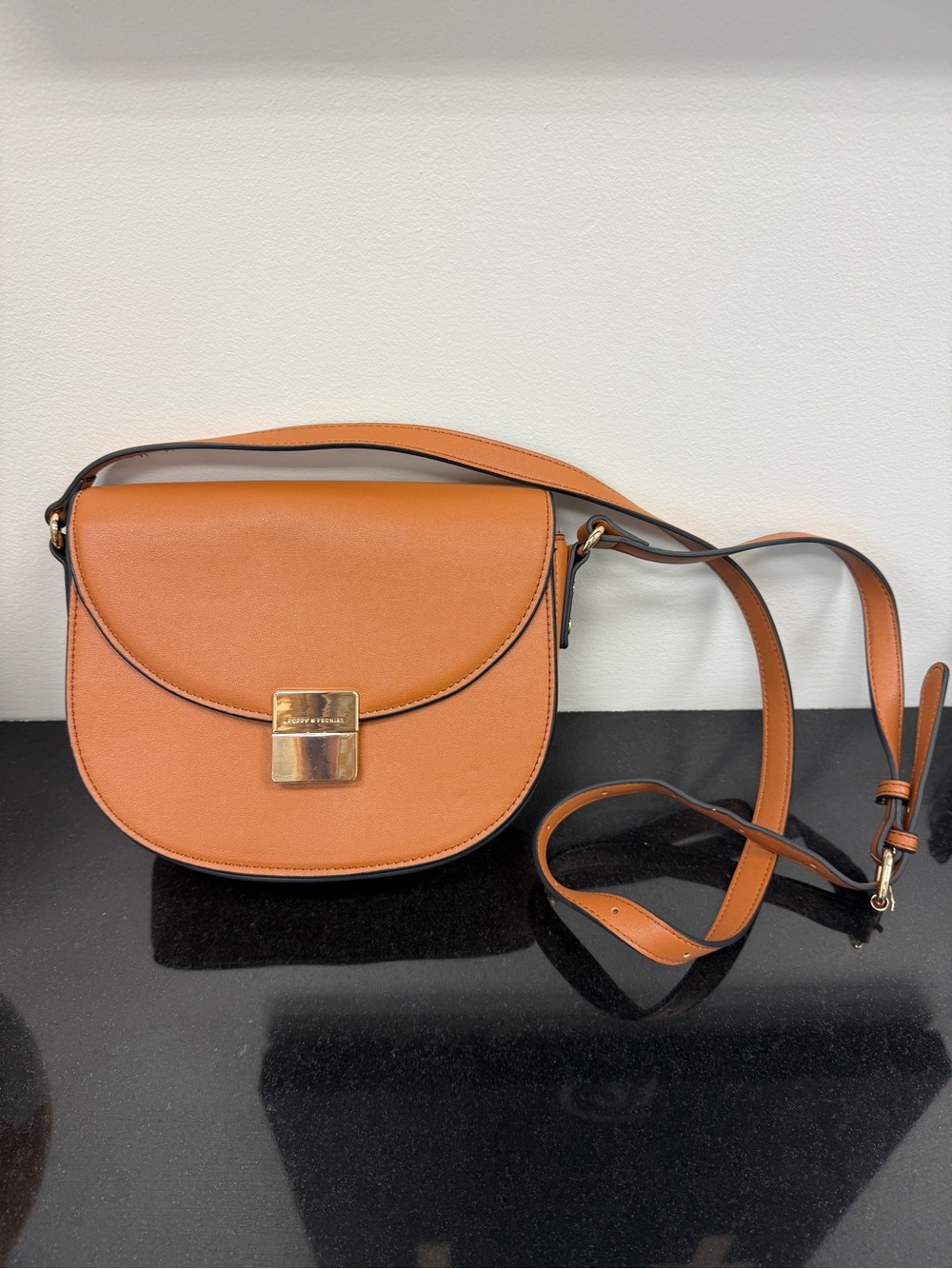 Poppy & Peonies THE ICON CROSSBODY — COGNAC